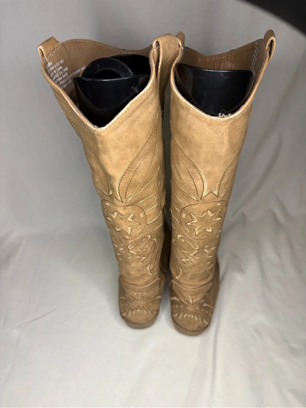 Almira Tan Embroidered Over-the-Knee Western Boots